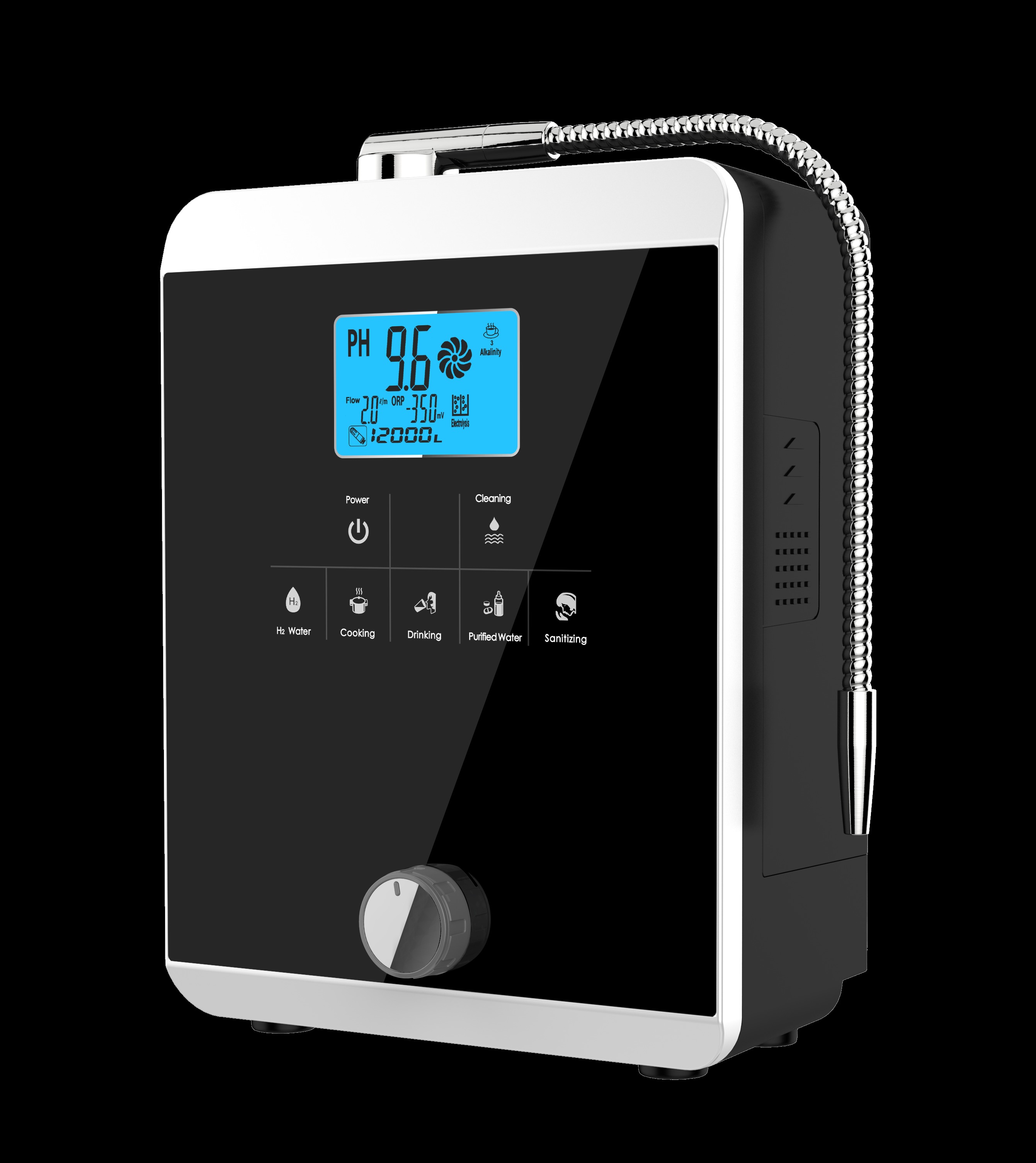 EHM-829 Alkaline Water Ionizer Machine with pH Range 2.8~11.0 ORP +500mV to -800mV and 1.5W Standby Power